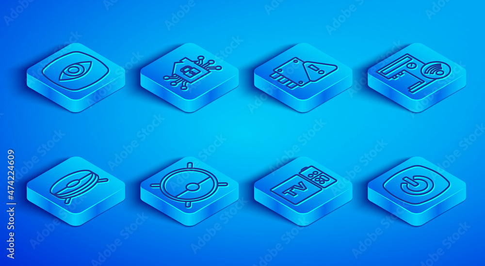 Set line Security camera, Smart home, House under protection, Robot vacuum cleaner, Multimedia and TV box receiver, coffee machine, and icon. Vector Set line Security camera, Smart home, House under protection, Robot vacuum cleaner, Multimedia and TV box receiver, coffee machine, and icon. Vector