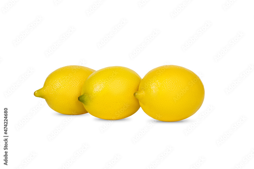High-quality photo ripe lemons on a white background High-quality photo ripe lemons on a white background