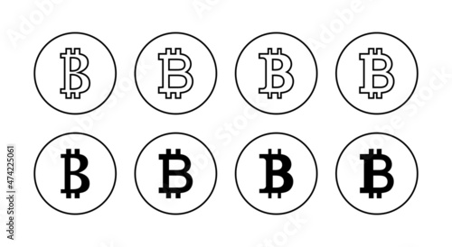 Bitcoin icons set. bitcoin sign and symbol. payment symbol. cryptocurrency logo