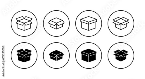 Box icons set. box sign and symbol, parcel, package