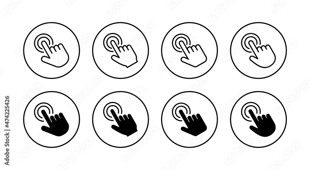 Hand click icons set. pointer sign and symbol. hand cursor icon Hand click icons set. pointer sign and symbol. hand cursor icon