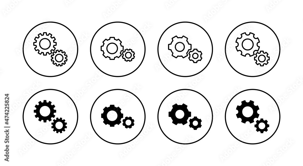 Setting Icons set. Cog Settings sign and symbol. Gear Sign Setting Icons set. Cog Settings sign and symbol. Gear Sign