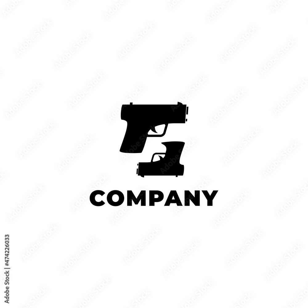 Vector logo design of letter G with two flip Gun or Pistol. This logo is ideal for gun bussines, gun shop, shooting range,etc. Vector logo design of letter G with two flip Gun or Pistol. This logo is ideal for gun bussines, gun shop, shooting range,etc.