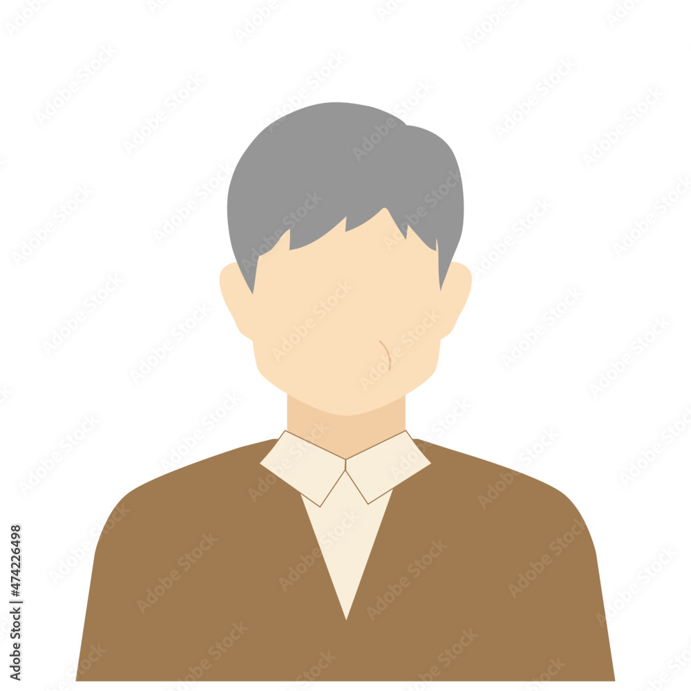 正面を向いた年配の男性(顔なし) 正面を向いた年配の男性(顔なし)