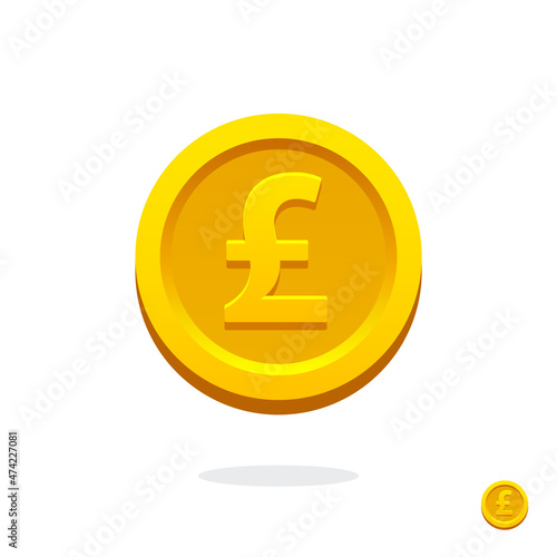 Pound sign. Coin icon. English currency pound. Vector money symbol. Bank payment symbol. Golden coin. Golden pound. World economics. Finance symbol. Currency symbol. Currency exchange. Pound money. 