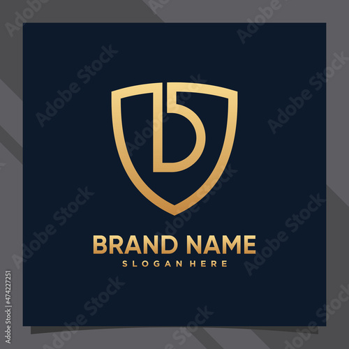 Free Download Creative monogram initial letter d with shield concept and golden style color - GFXLoad