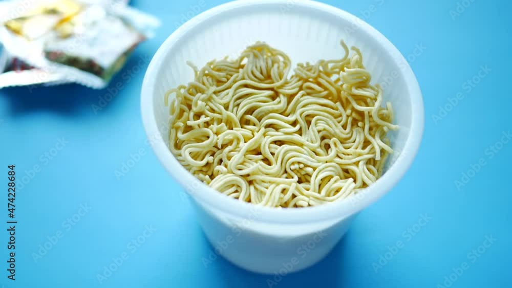 cooking noodles instant top view. cooking noodles instant top view.