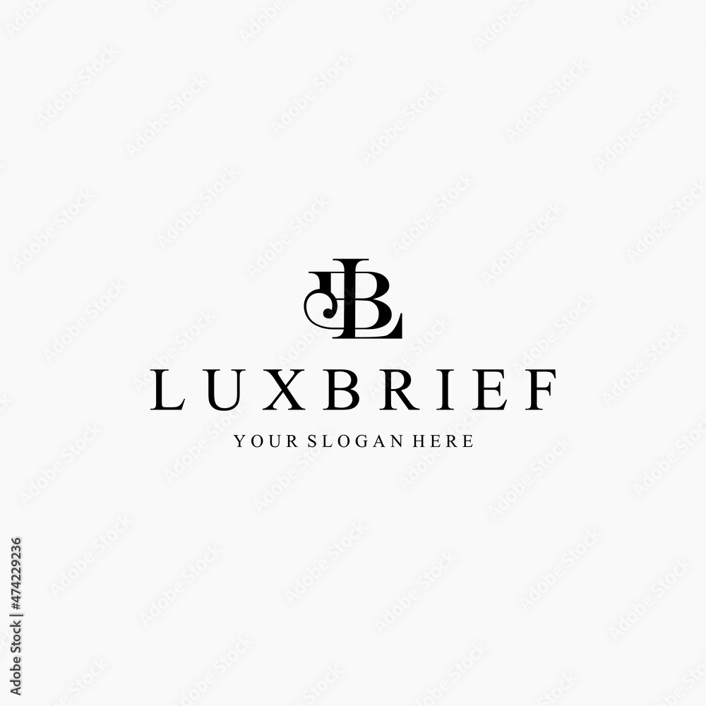 Flat letter mark initial LB LUXBRIEF logo design