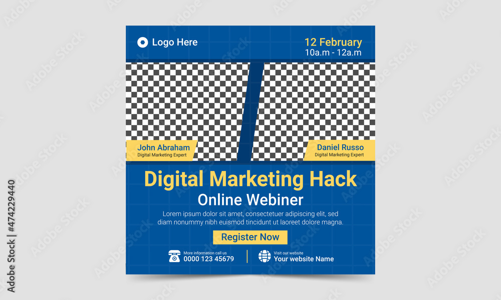 Fototapeta premium Digital marketing webinar social media post and business web banner template.
