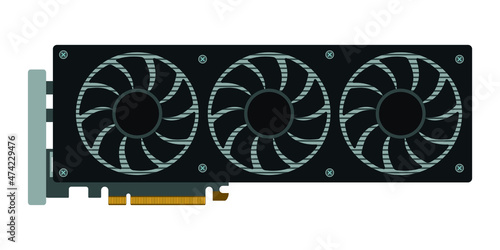 GPU icon. Graphics processing unit with three fans. Modern vector illustration isolated on white background. EPS 10