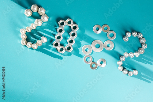 Wallpaper Mural 2022 New year numbers with bolts and nuts, building materials Torontodigital.ca