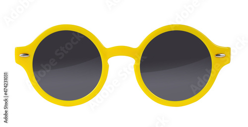 Yellow sunglasses isolated on white.