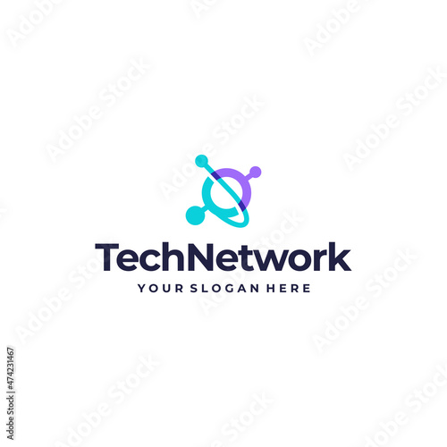 Modern flat colorful TECHNETWORK logo design