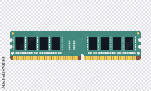 RAM. Random access memory. Black vector icon isolated on transparent background.