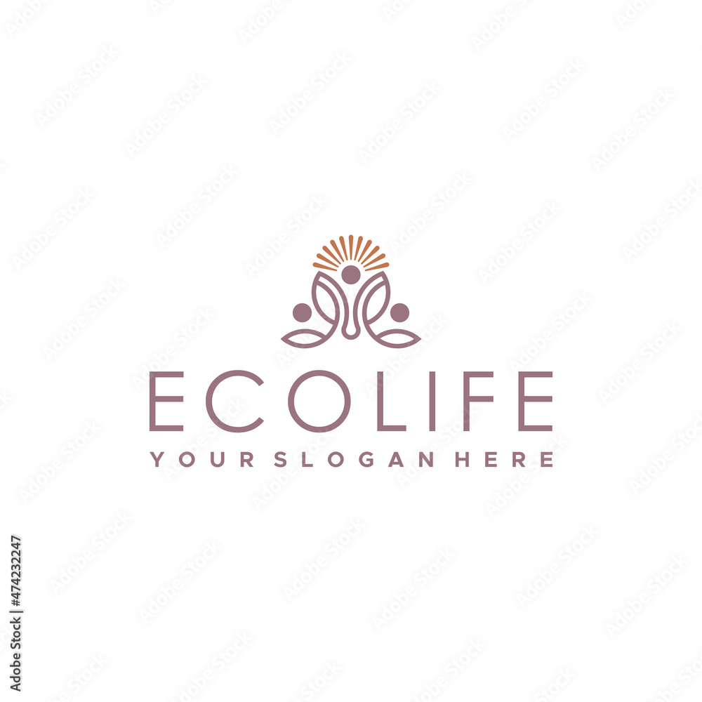 Modern flat letter mark ECO LIFE logo design