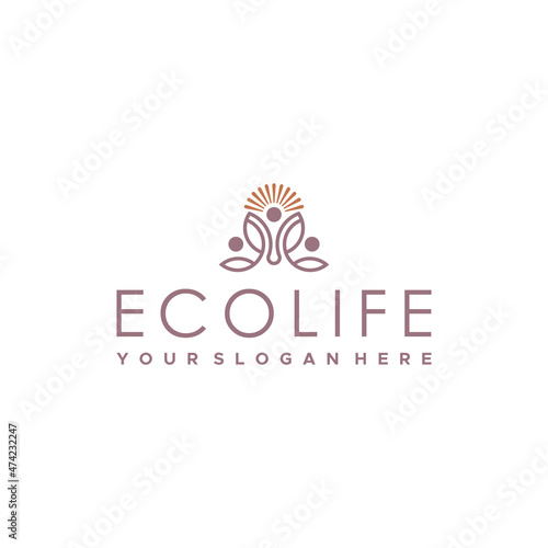 Modern flat letter mark ECO LIFE logo design