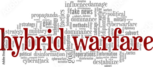 Hybrid Warfare conceptual vector illustration word cloud isolated on white background.