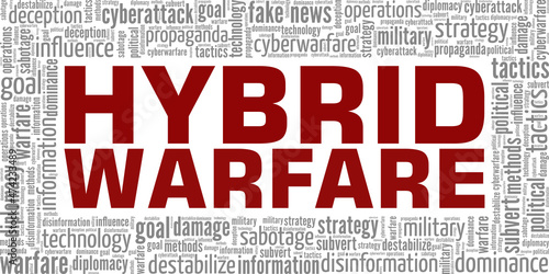Hybrid Warfare conceptual vector illustration word cloud isolated on white background.