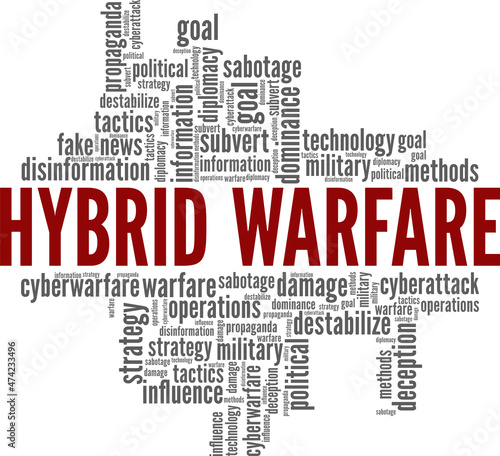 Hybrid Warfare conceptual vector illustration word cloud isolated on white background.