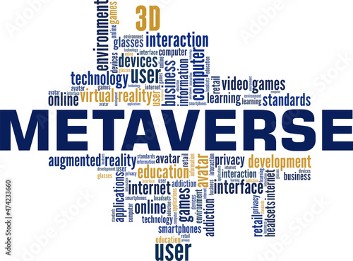 Metaverse - digital universe conceptual vector illustration word cloud isolated on white background.