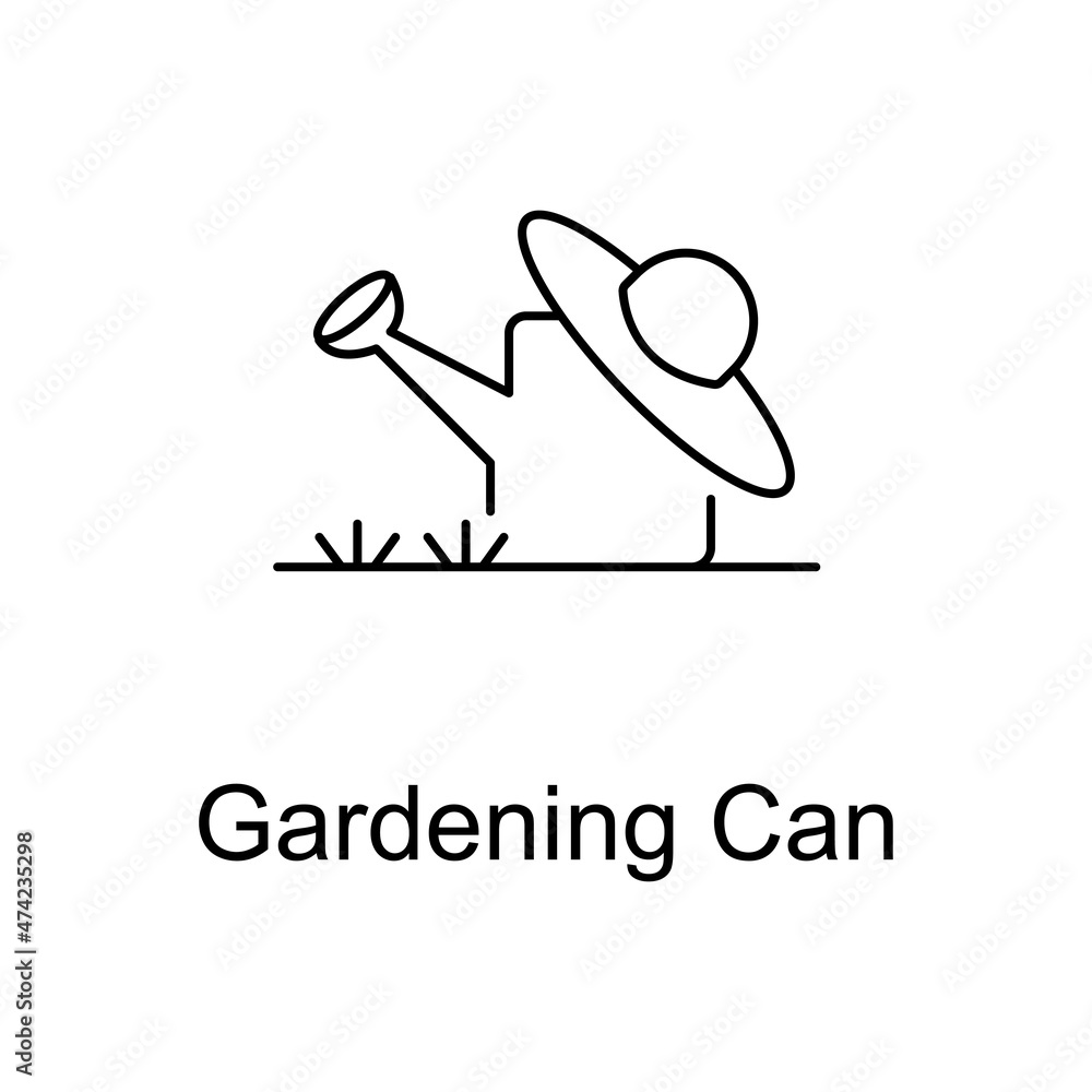 Gardening can vector outline icon for web design isolated on white background Gardening can vector outline icon for web design isolated on white background
