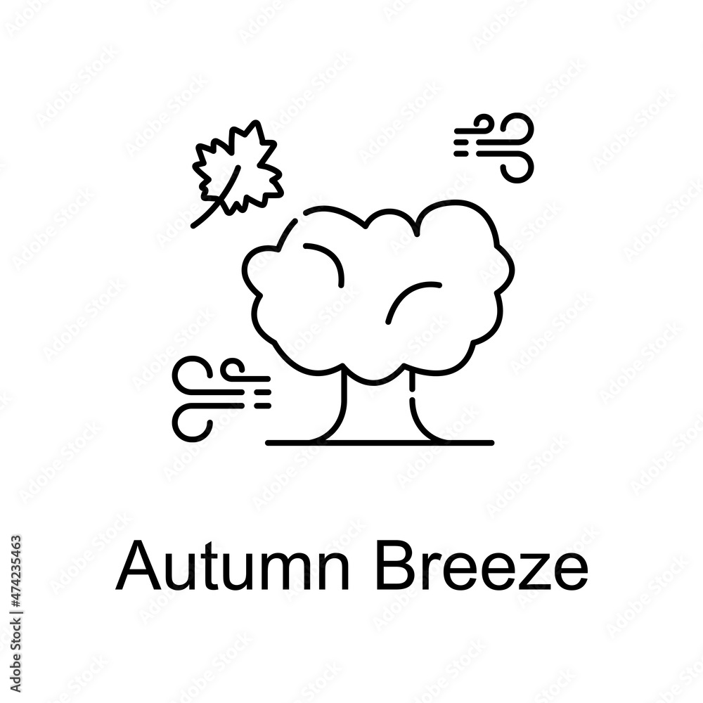 Autumn Breeze vector outline icon for web design isolated on white background Autumn Breeze vector outline icon for web design isolated on white background