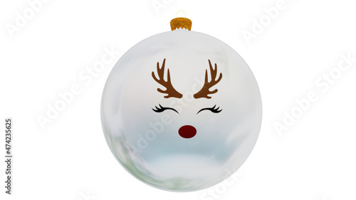 3D Rentier Rudolf mit der roten Nase Christbaum Kugel Vectorgrafik