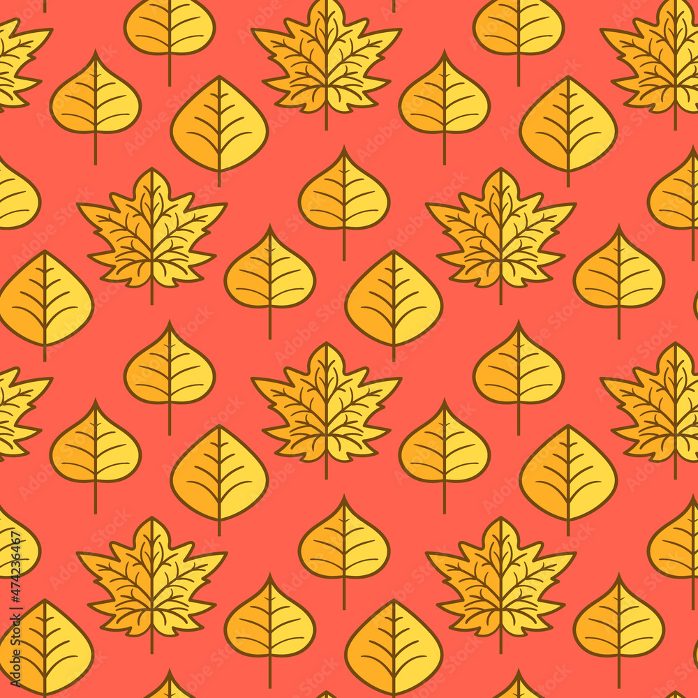Abstract seamless pattern with autumn leaves