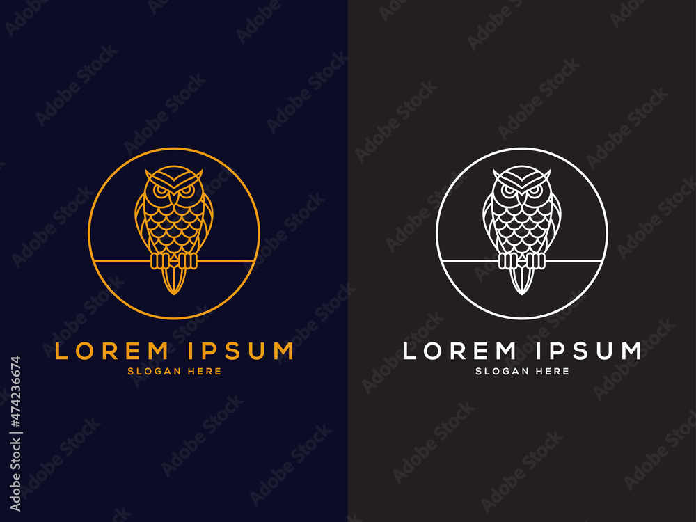 Template The concept of a simple logo and owl icon. Template The concept of a simple logo and owl icon.
