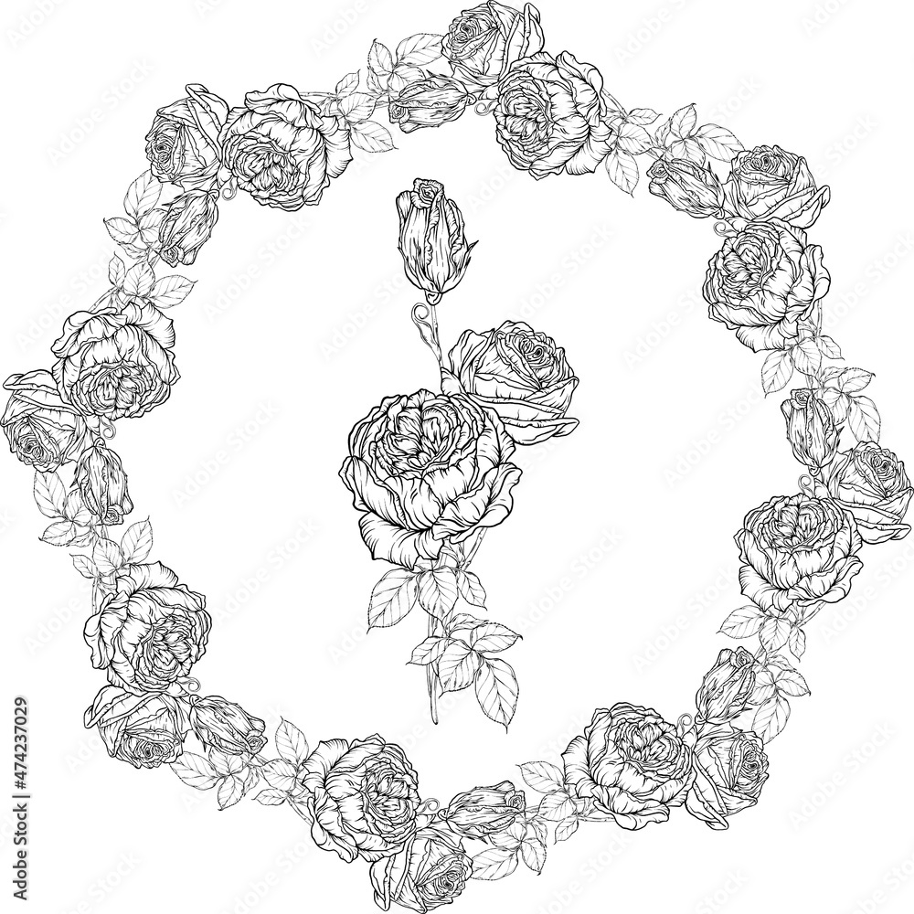 Floral set with black and white delicate flowers. Romantic set Floral set with black and white delicate flowers. Romantic set