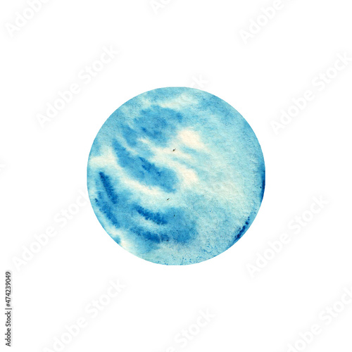Watercolor, hand-drawn abstract balls of the planet. Handdrawn watercolor planets isolated on white background. Aquarelle circle.