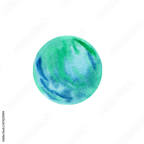 Watercolor absract planet. Handmade. Creativity.