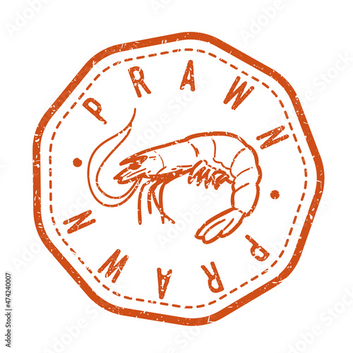 Prawn Flavor Delicious Quality Seafood Recipe. Traditional Food Stamp Design Vector Art.