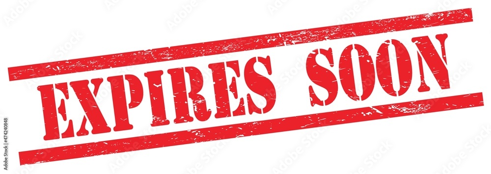 EXPIRES SOON text on red grungy rectangle stamp. EXPIRES SOON text on red grungy rectangle stamp.