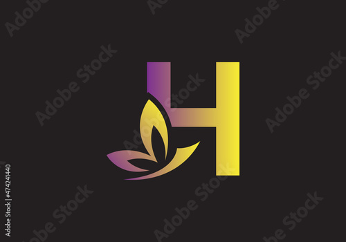 this is a creative letter H add butterfly icon design