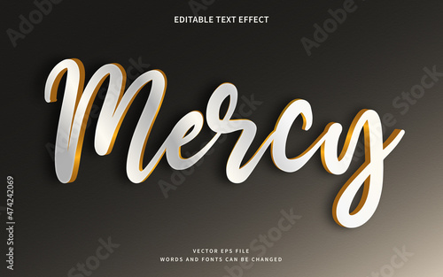 Editable elegant 3d white and gold text effect. Fancy font style perfect for logotype, title or heading text.	