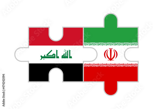 puzzle pieces of iraq and iran flags. vector illustration isolated on white background 