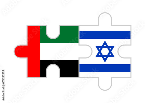 puzzle pieces of uae and israel flags. vector illustration isolated on white background 