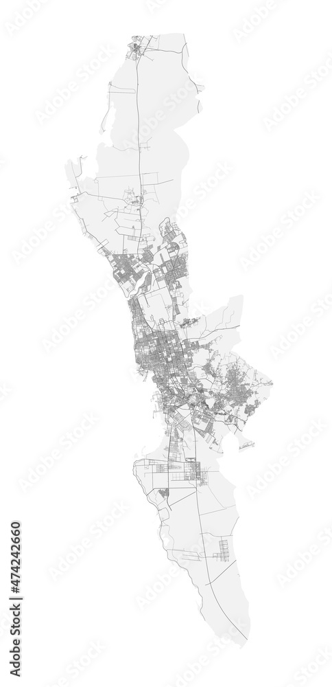 Jeddah vector map. Detailed map of Jeddah city administrative area ...