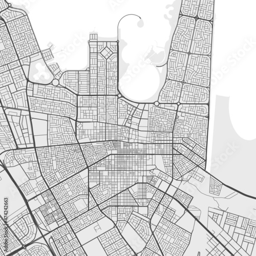 Urban city map of Dammam. Vector poster. Black grayscale street map. photo