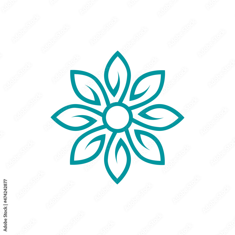 Vector floral icons and logo design templates in outline style - abstract monograms and emblems.