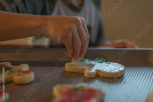 A Child Kid Girl Young Decorating Christmas Cookies Celebration Tradition Sprinkles Fun Together Baking Daughter Homemade 