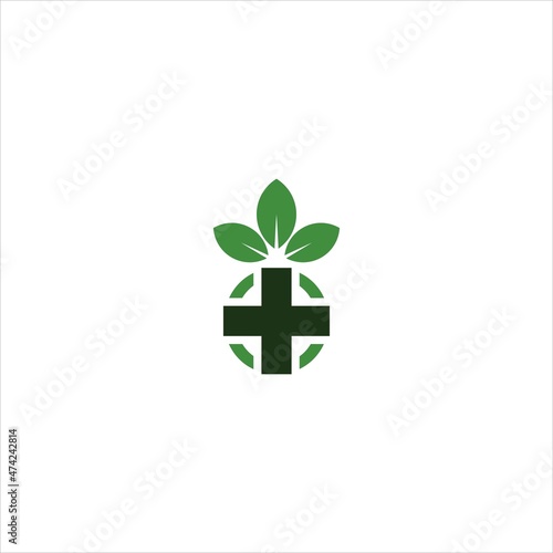 Plus vector logo leaf template