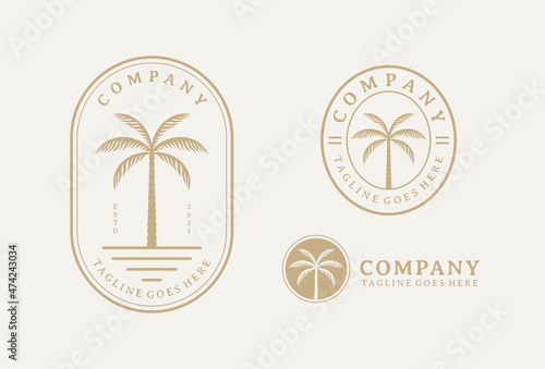Palm tree vintage logo design template 