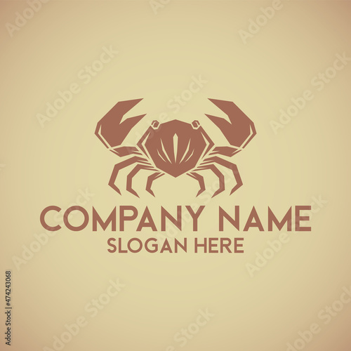 vintage template logo of crab, this simple and cool image is perfect for crab farm logo or for seafood restaurant logo. Also suitable for t-shirt and merchandise design