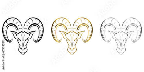 Line vector logo of ram head. It is sign of Aries zodiac.