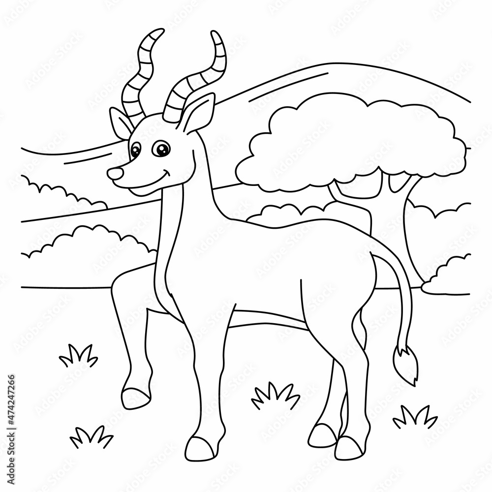 Naklejka premium Antelope Coloring Page for Kids