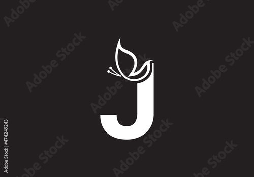 this is a creative letter J add butterfly icon design
