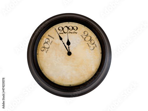 Zifferblatt einer Uhr mit der Jahreszahl 2022