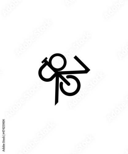 This is a minimalistic illustration logo of a person holding a key with a power symbol